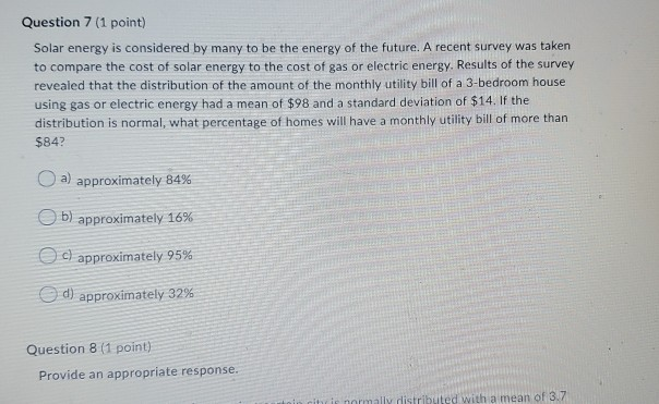 Question 7 1 Point Solar Energy Is Considered By Chegg Com