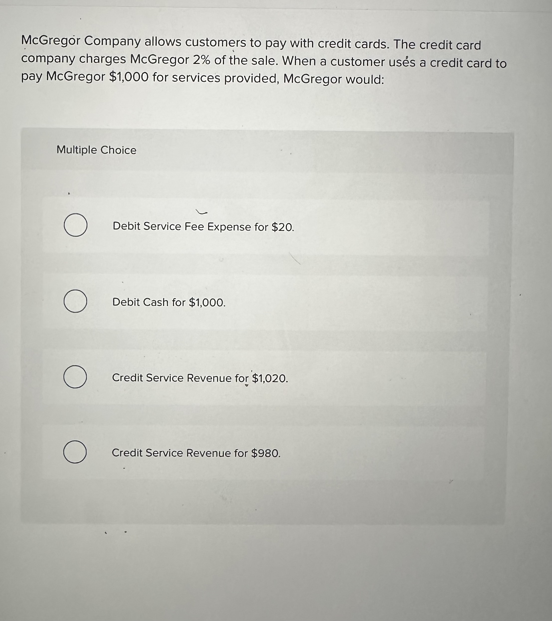 Solved McGregor Company allows customers to pay with credit