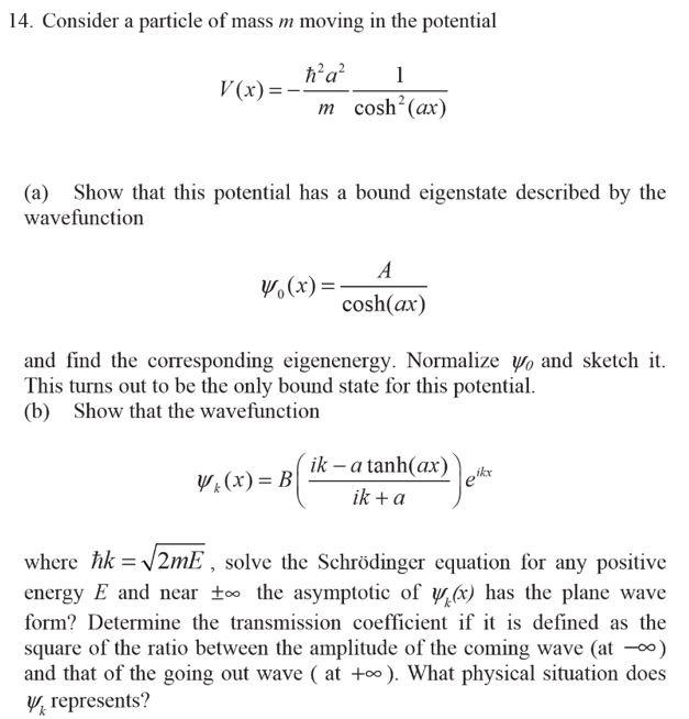 Solved 14. Consider a particle of mass m moving in the | Chegg.com