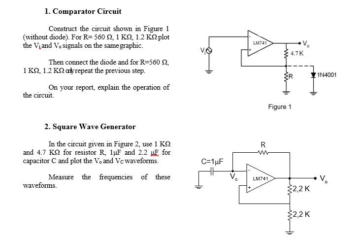 Solved 1 Comparator Circuit Lm741 V 3 47k Construct The