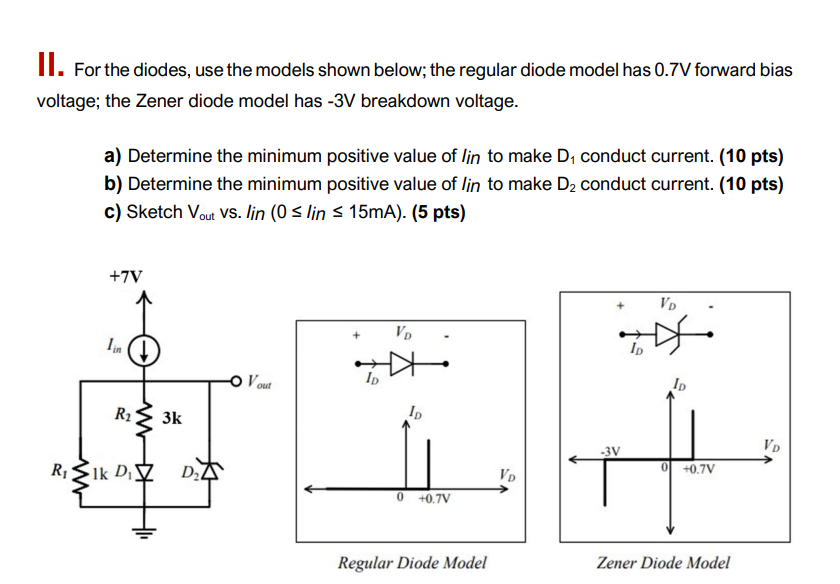 Solved 1. For The Diodes, Use The Models Shown Below; The | Chegg.com