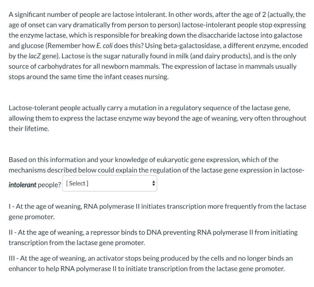 Solved A significant number of people are lactose | Chegg.com