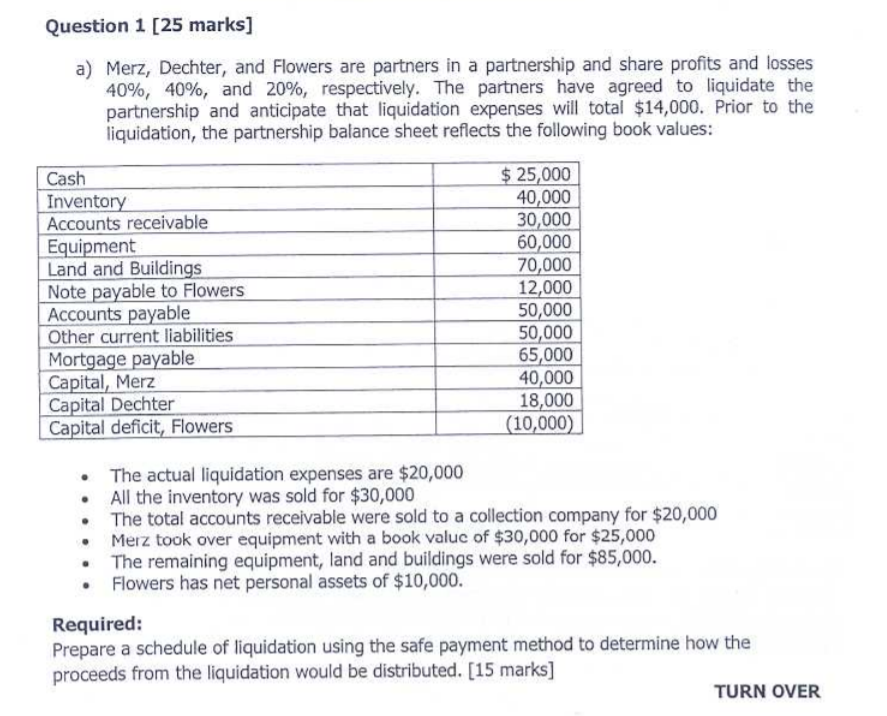 Solved Question 1 [25 marks] a) Merz, Dechter, and Flowers