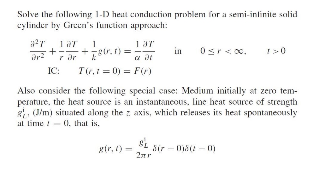 Solved Solve The Following 1-D Heat Conduction Problem For A | Chegg.com