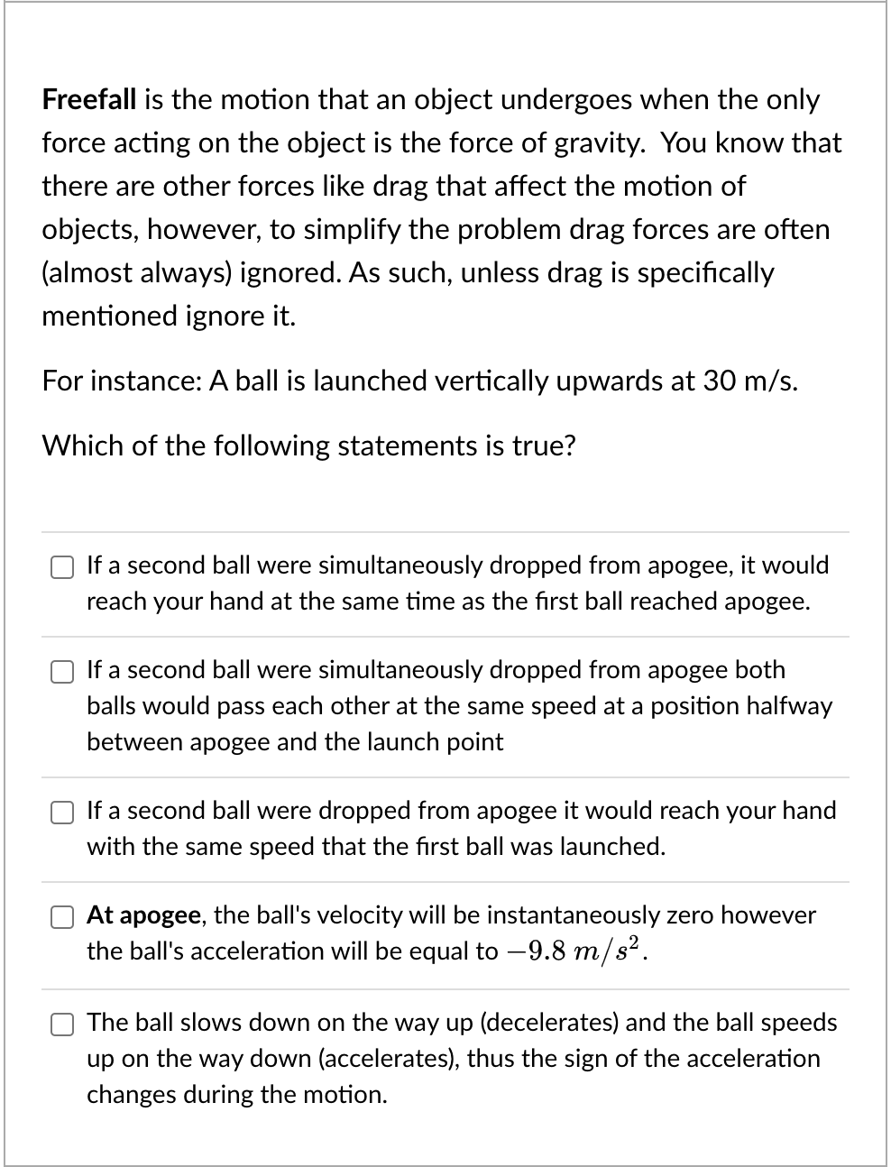 Solved Freefall is the motion that an object undergoes when 