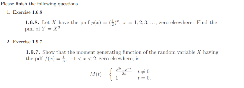 Solved ease finish the following questions 1. Exercise 1.6 | Chegg.com