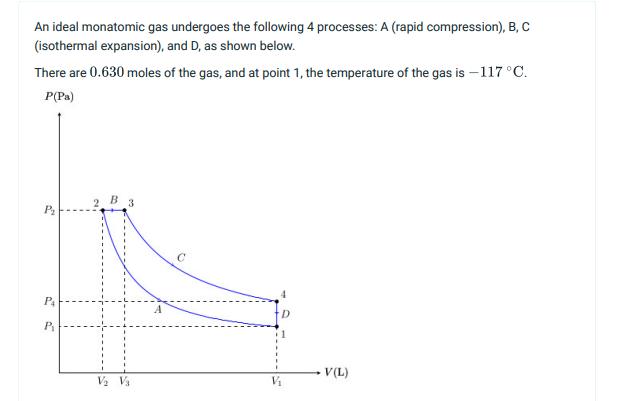 Solved An ideal monatomic gas undergoes the following 4 | Chegg.com