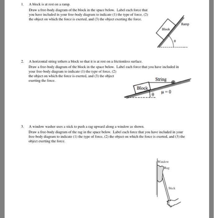 Solved 1. A block is at rest on a ramp. Draw a free-body | Chegg.com