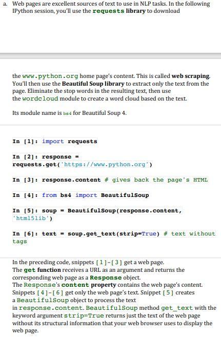 Solved a. Web pages are excellent sources of text to use in | Chegg.com