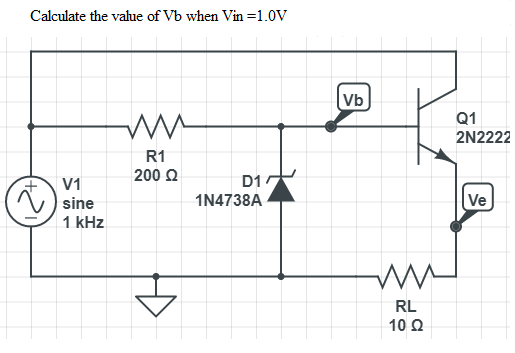 Solved Calculate the value of Vb when Vin =1.0V Q1 2N2222 | Chegg.com