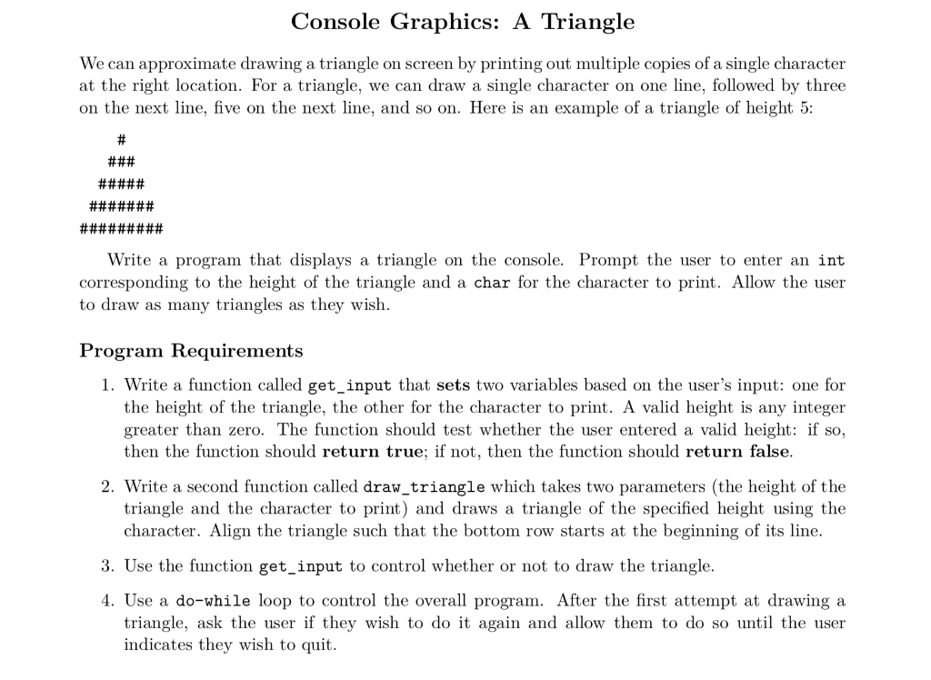 Draw Program Graph For Triangle Problem Solved Console Graphics: A Triangle We can approximate | Chegg.com