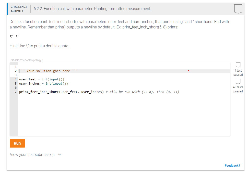 Solved challenge activity 6 2 2 function call with chegg