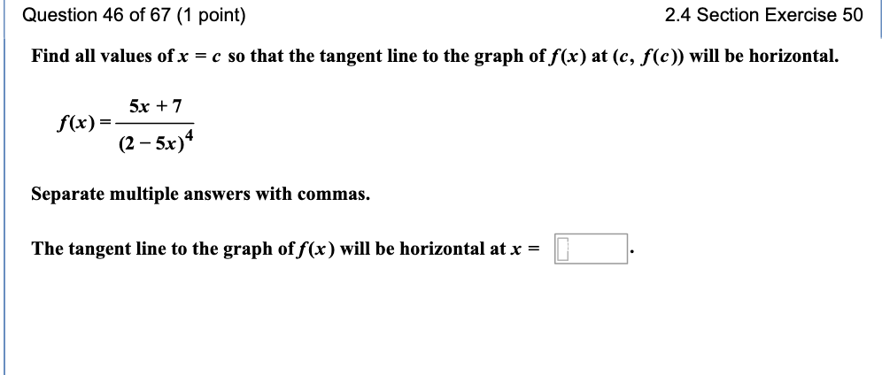 Solved Question 46 of 67 (1 point) 2.4 Section Exercise 50 | Chegg.com