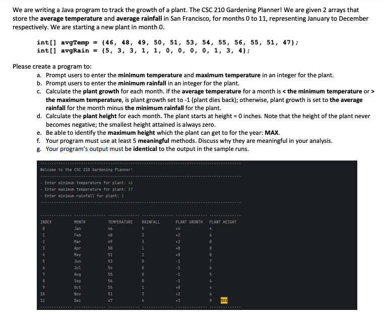 Solved We are writing a Java program to track the growth of | Chegg.com