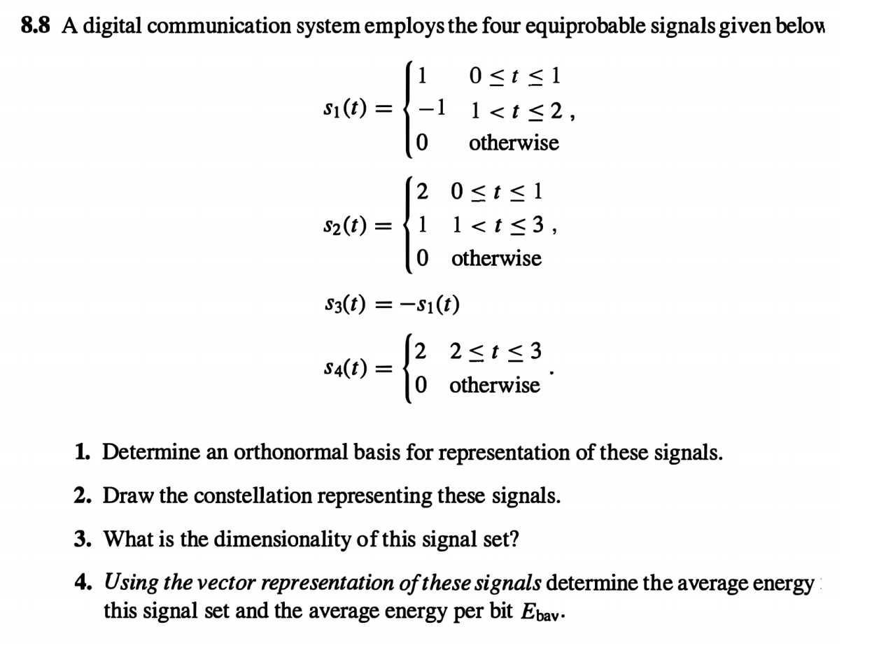 Solved 8.8 A digital communication system employs the four | Chegg.com