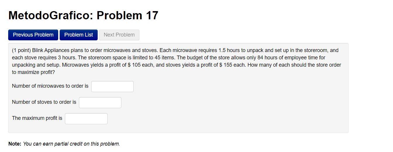 Solved MetodoGrafico: Problem 17 Previous Problem Problem | Chegg.com