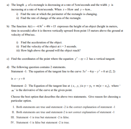 Solved a) The length x of a rectangle is decreasing at a | Chegg.com