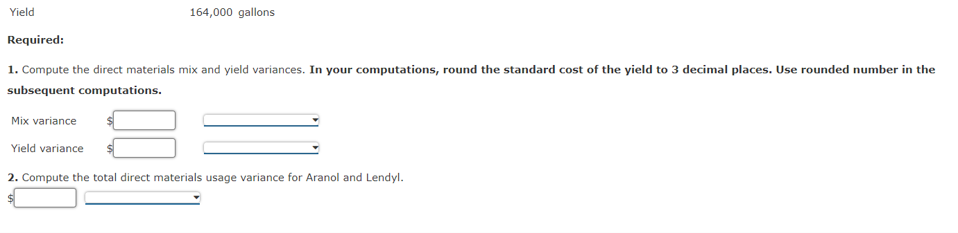 Solved Direct Materials Usage Variance, Direct Materials Mix | Chegg.com
