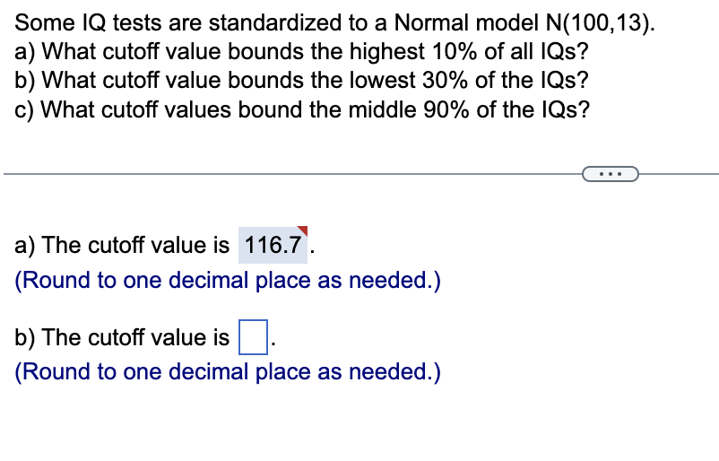 Solved Some IQ Tests Are Standardized To A Normal Model N | Chegg.com