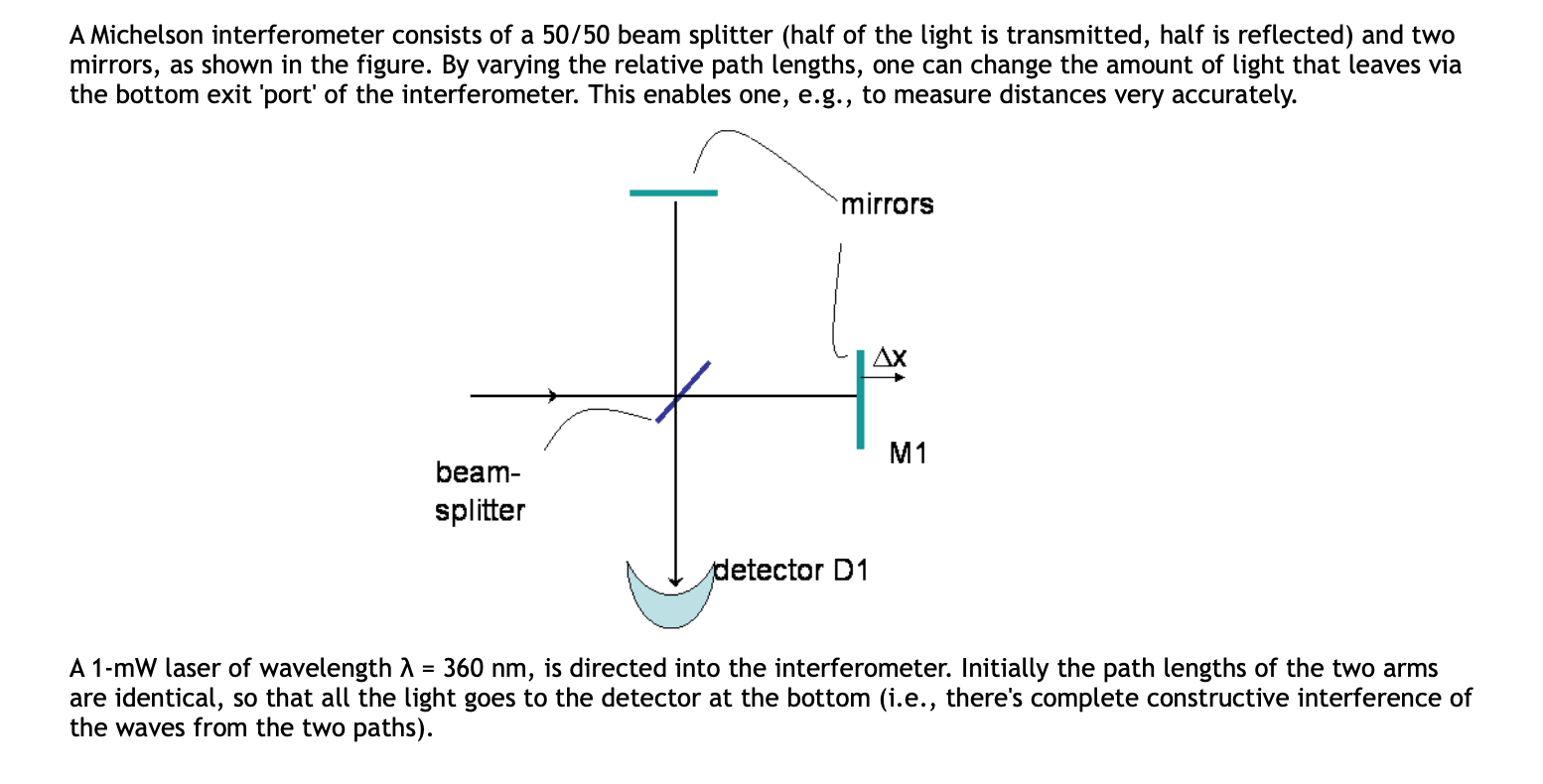 Solved A Michelson interferometer consists of a 50/50 beam | Chegg.com
