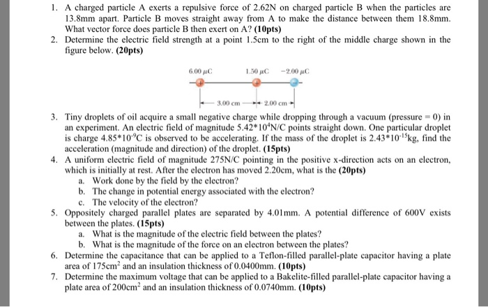Solved A charged particle A exerts a repulsive force of | Chegg.com