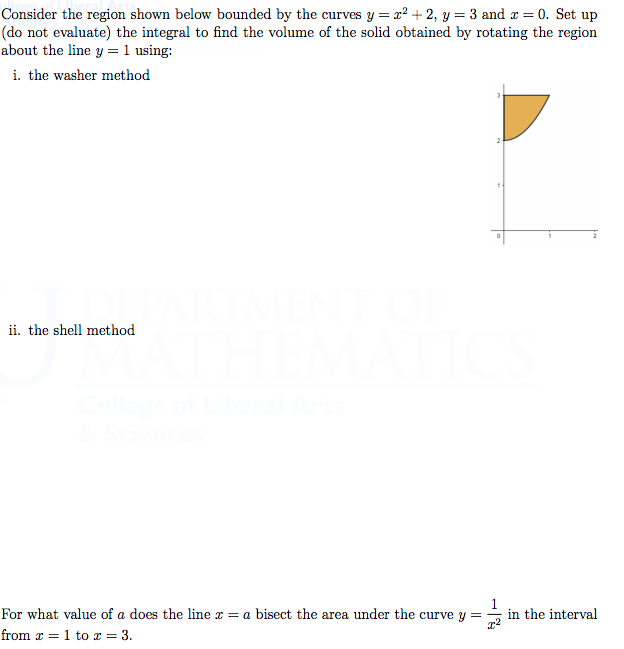 Solved Consider the region shown below bounded by the curves | Chegg.com