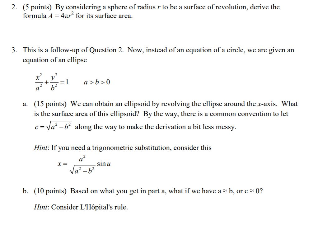 Solved 2. (5 points) By considering a sphere of radius r to | Chegg.com