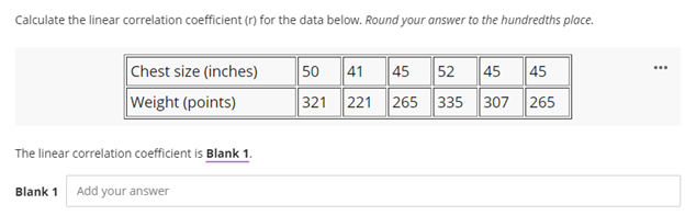 Solved Calculate the linear correlation coefficient (r) for | Chegg.com