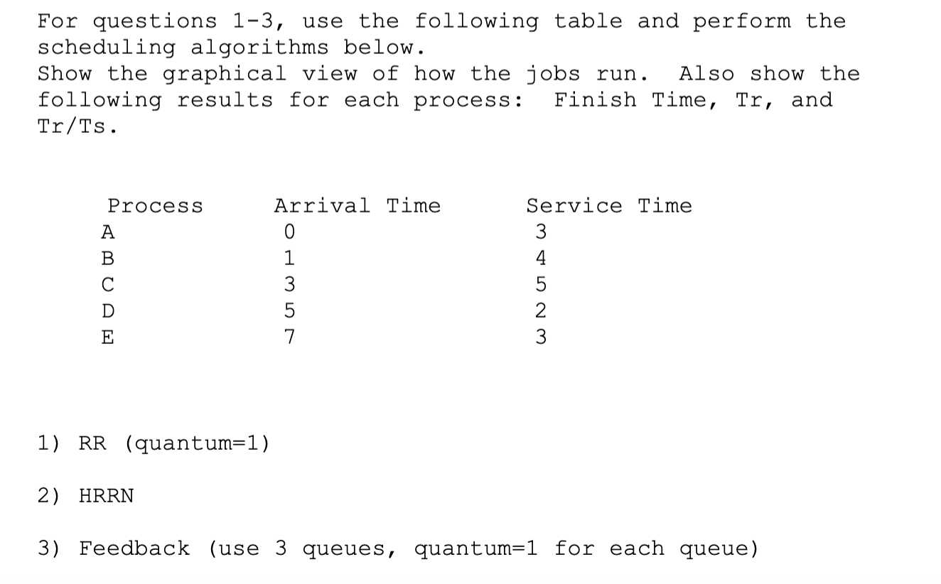 Solved For questions 1-3, use the following table and | Chegg.com