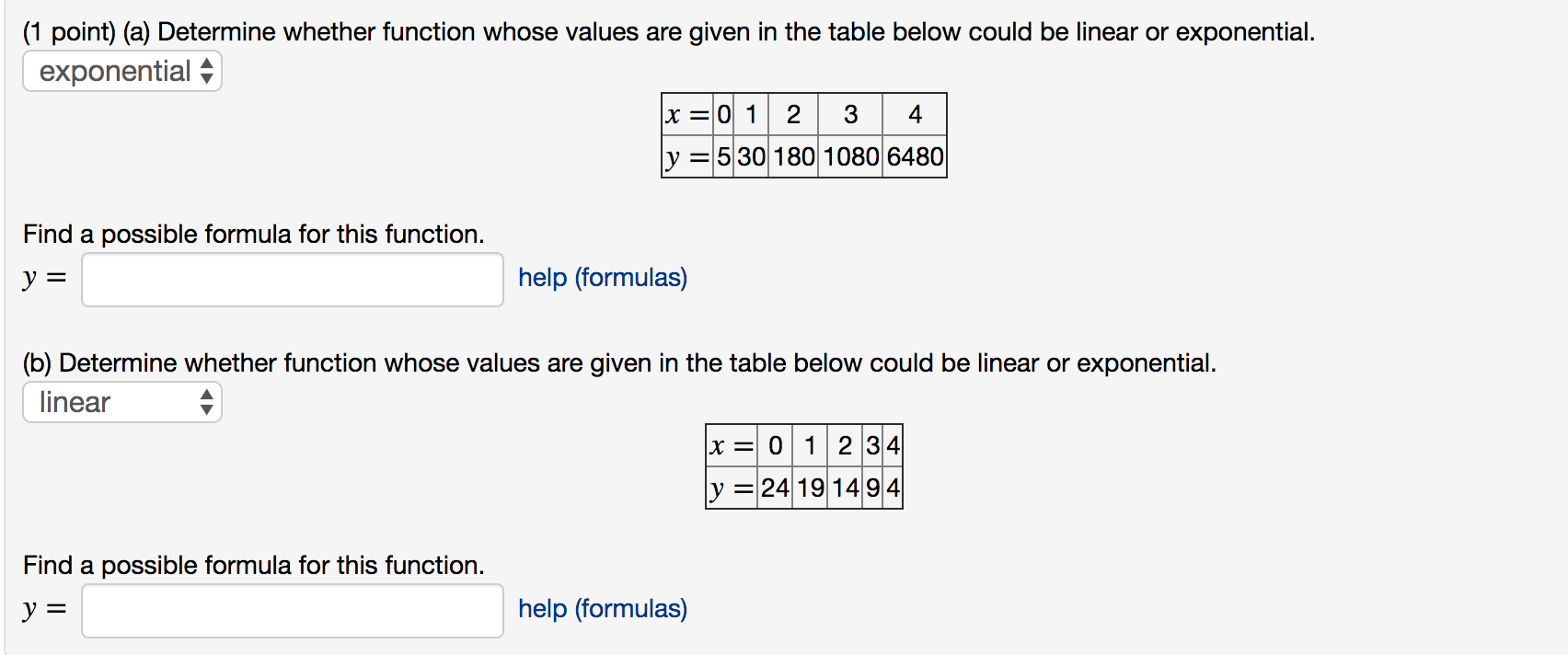 Solved (1 point) (a) Determine whether function whose values | Chegg.com
