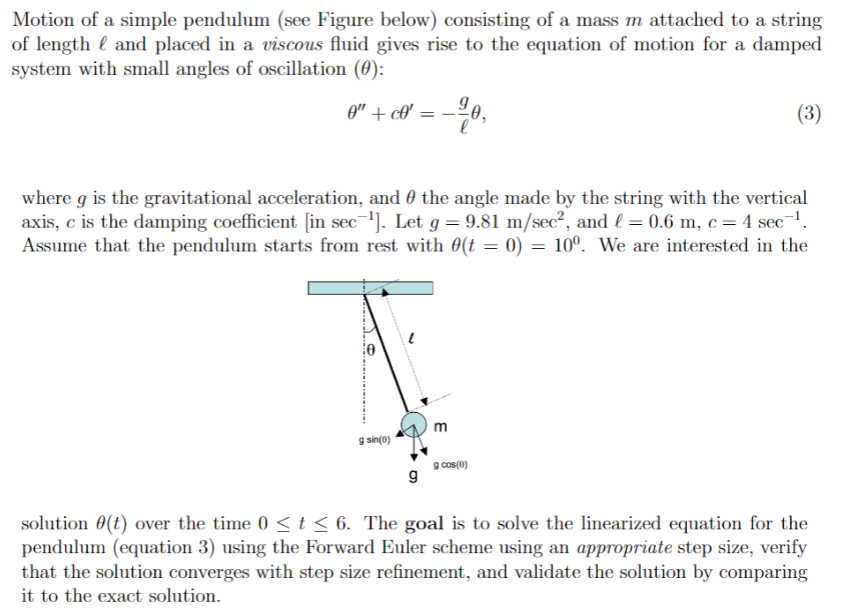 Motion of a simple pendulum (see Figure below) | Chegg.com