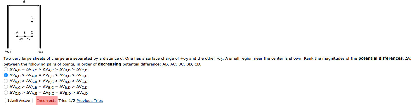 Solved А в с AX AX +00 Go Two Very Large Sheets Of Charge | Chegg.com