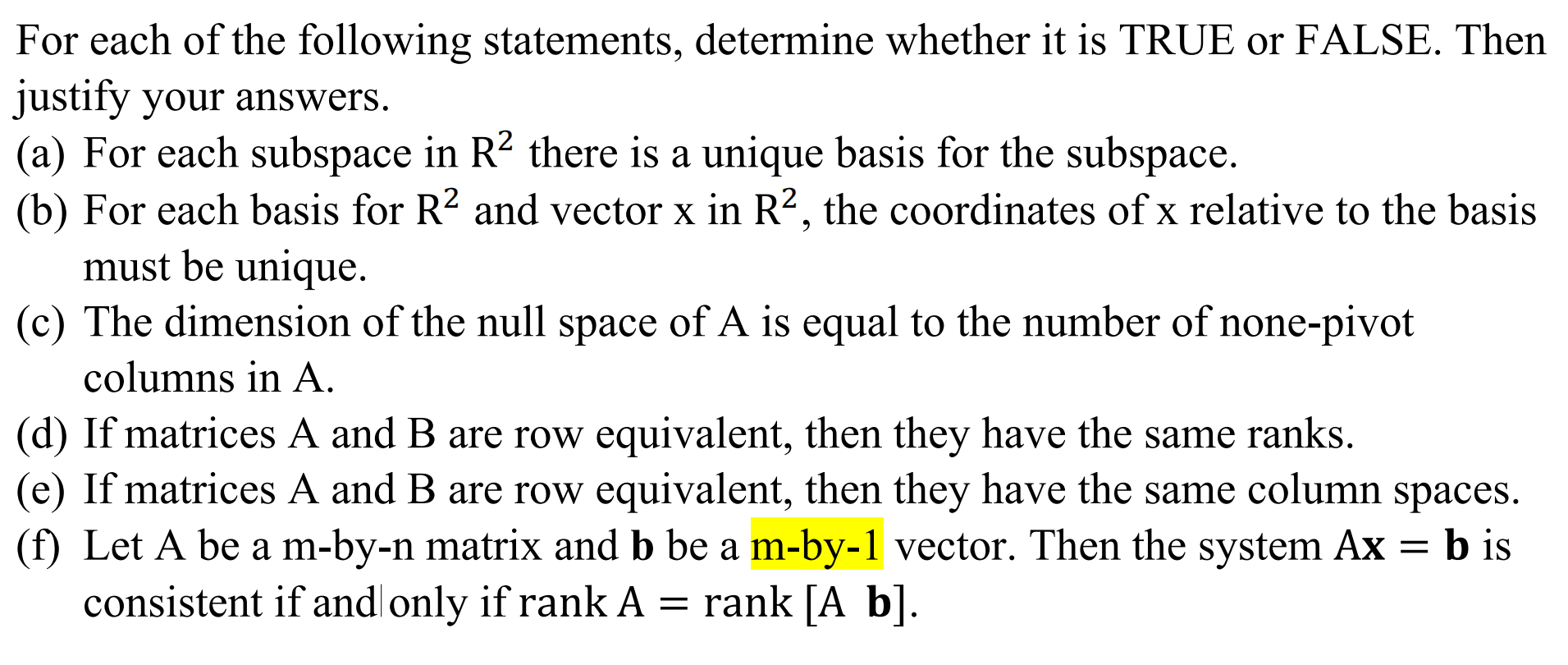 Solved For Each Of The Following Statements, Determine | Chegg.com