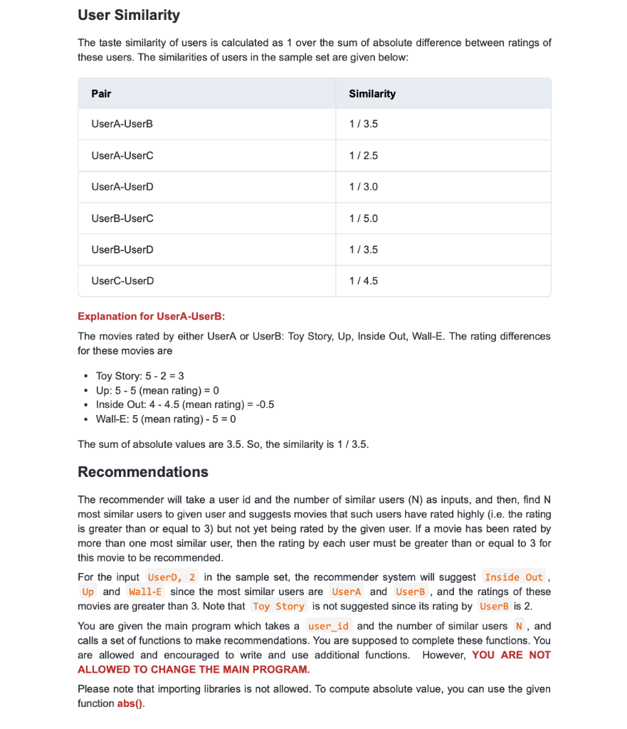 Solved CMPE 150 Fall 2021 Project 2: Movie Recommender In | Chegg.com