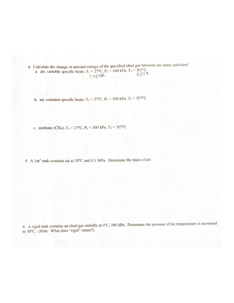 Solved 4. Calculate the change in internal energy of the | Chegg.com