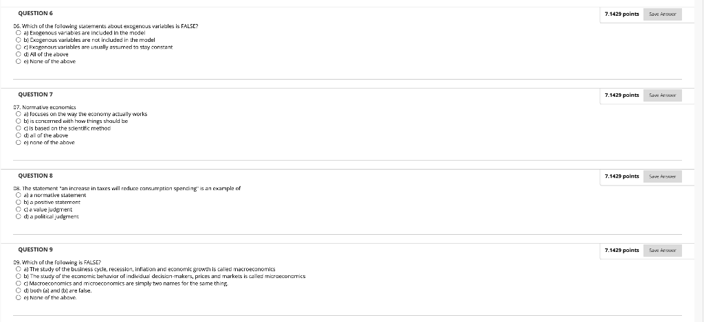 Solved 7.1429 points Save Answer QUESTION 6 06. Which of the | Chegg.com