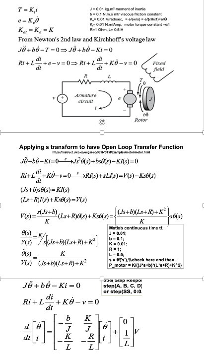 Solved J 0 01 Kg M Moment Of Inertia B 0 1 N M Mir Vis Chegg Com