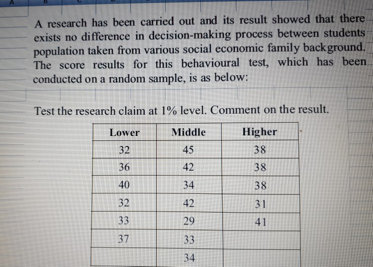 Solved A research has been carried out and its result showed | Chegg.com