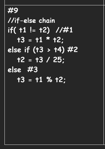 Solved #9//if-else chainif (+1≠+2),??#1+3=+1 * +2 ﻿;else if | Chegg.com