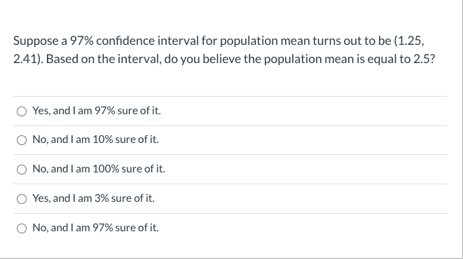 Solved Suppose a 97% confidence interval for population mean | Chegg.com