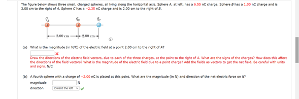 Solved The Figure Below Shows Three Small Charged Spheres 5211