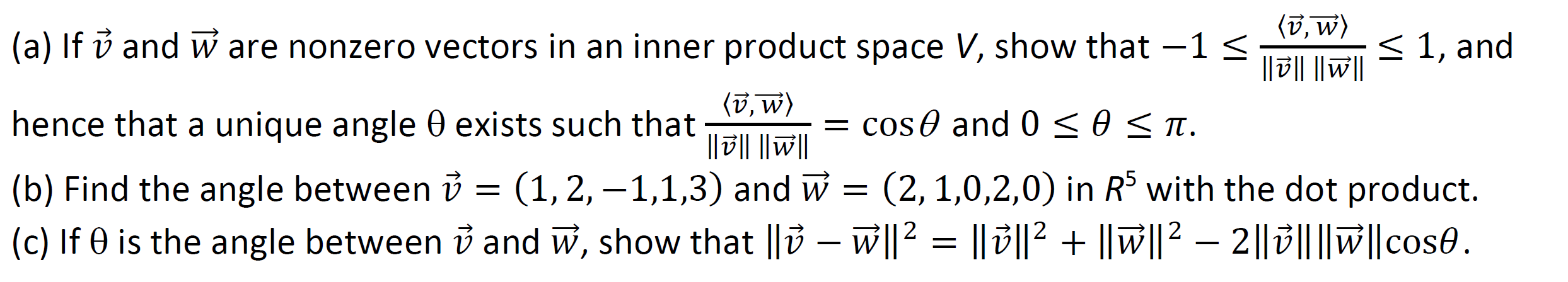 Solved Vw A If U And W Are Nonzero Vectors In An Inne Chegg Com