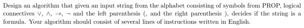 Solved Design an algorithm that given an input string from | Chegg.com
