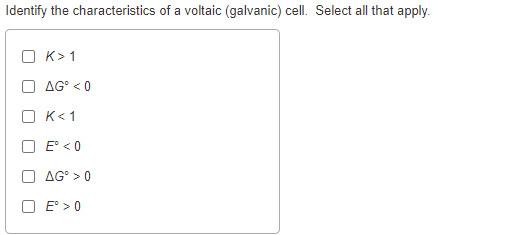 Solved Identify The Characteristics Of A Voltaic Galvani Chegg Com