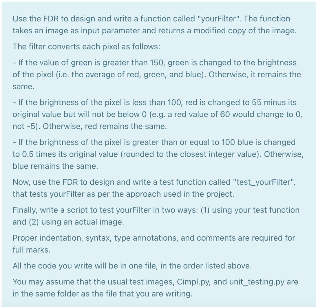 Solved Use the FDR to design and write a function called | Chegg.com