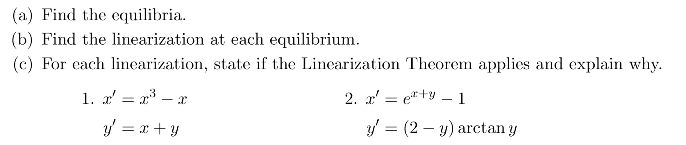 Solved (a) Find The Equilibria. (b) Find The Linearization | Chegg.com