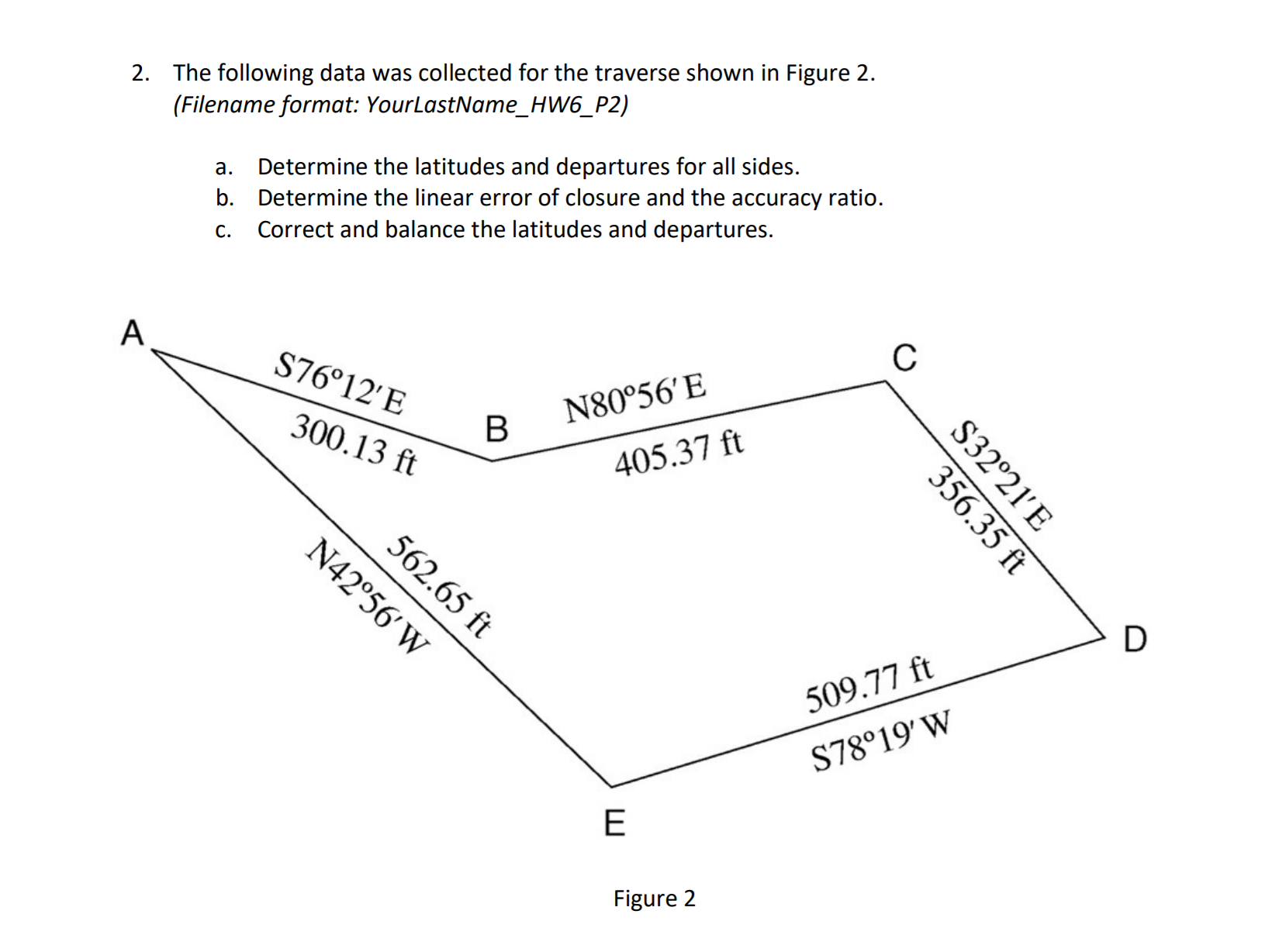 Solved 2. The following data was collected for the traverse | Chegg.com