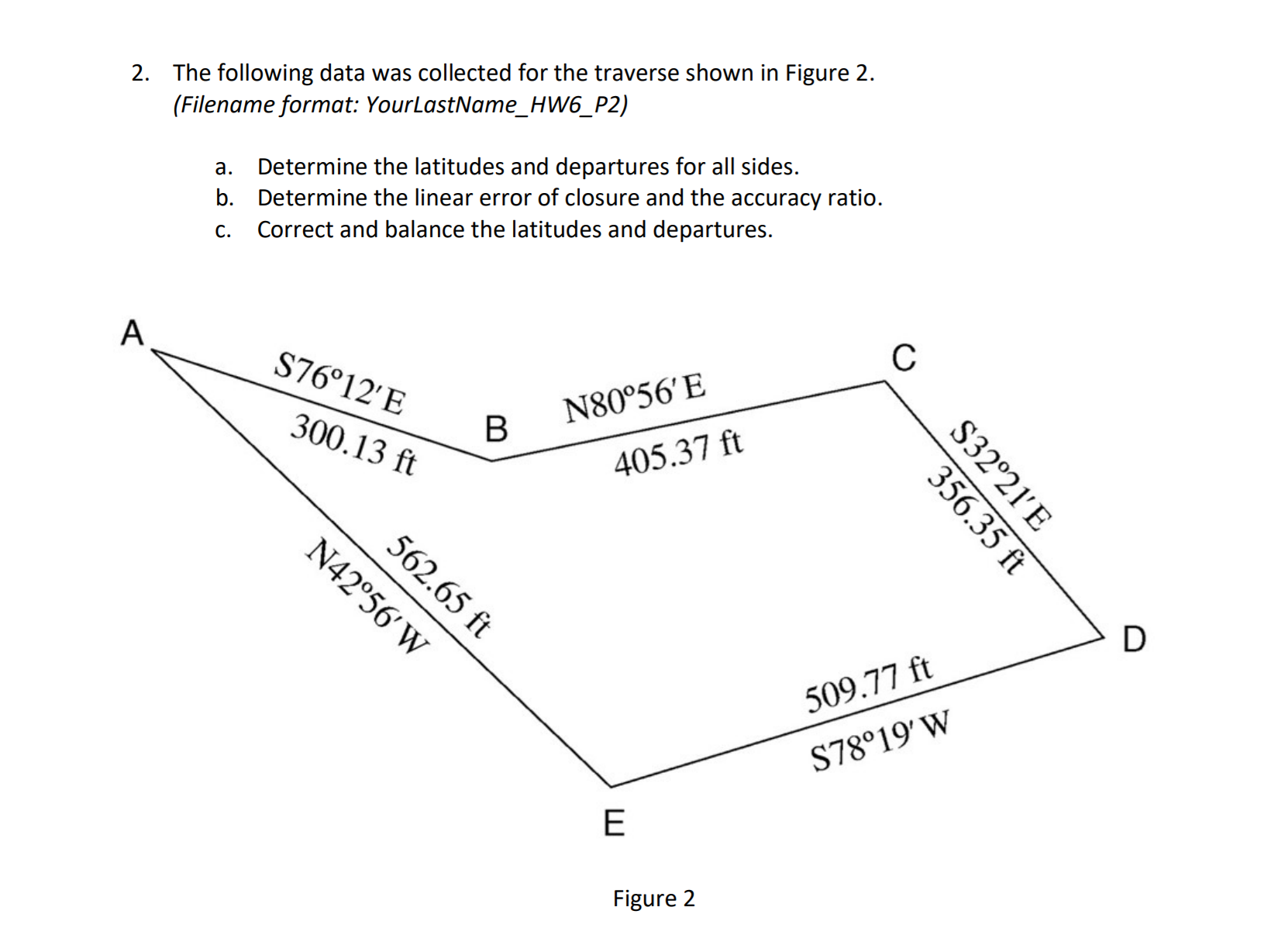 Solved 2. The Following Data Was Collected For The Traverse | Chegg.com