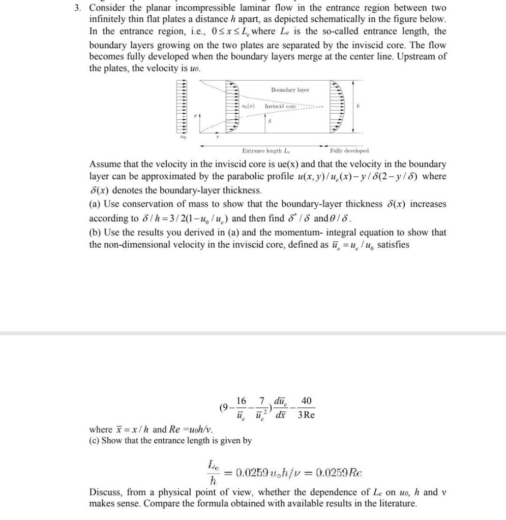 Solved 3. Consider the planar incompressible laminar flow in | Chegg.com