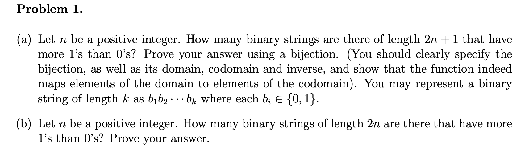 Solved Problem 1. (a) Let n be a positive integer. How many | Chegg.com